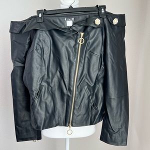 Venus Women’s Off The Shoulder Jacket Black Size 16 Synthetic Leather